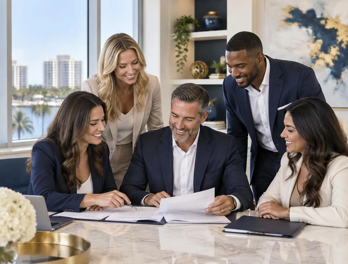 Title professionals reviewing closing documents